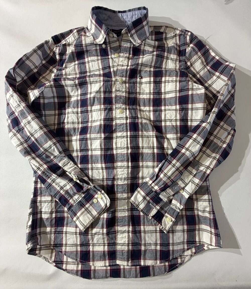 Tommy Hilfiger Plaid Long Sleeve Button Down Shirt Mens Small